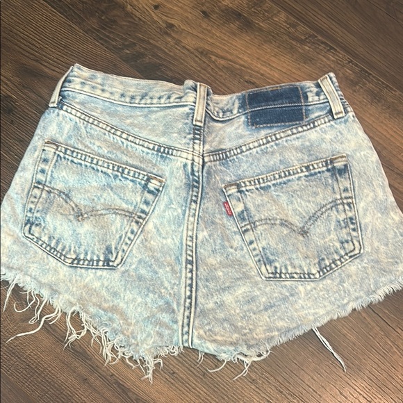Levi's Light Blue Distressed Jean Shorts - Picture 3 of 5